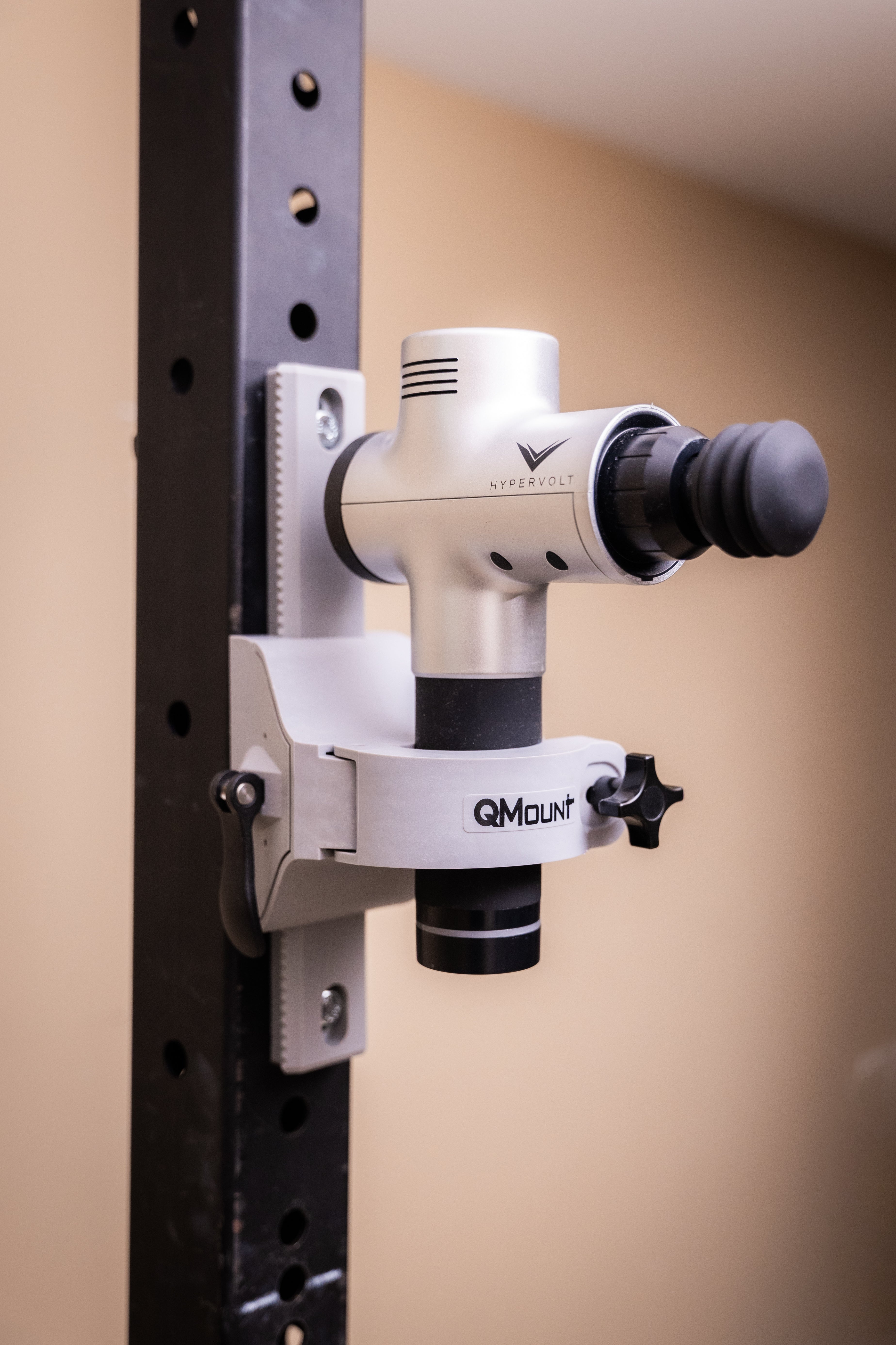 QMount Massage Gun Holder - Power Rack Mount with 12" rail