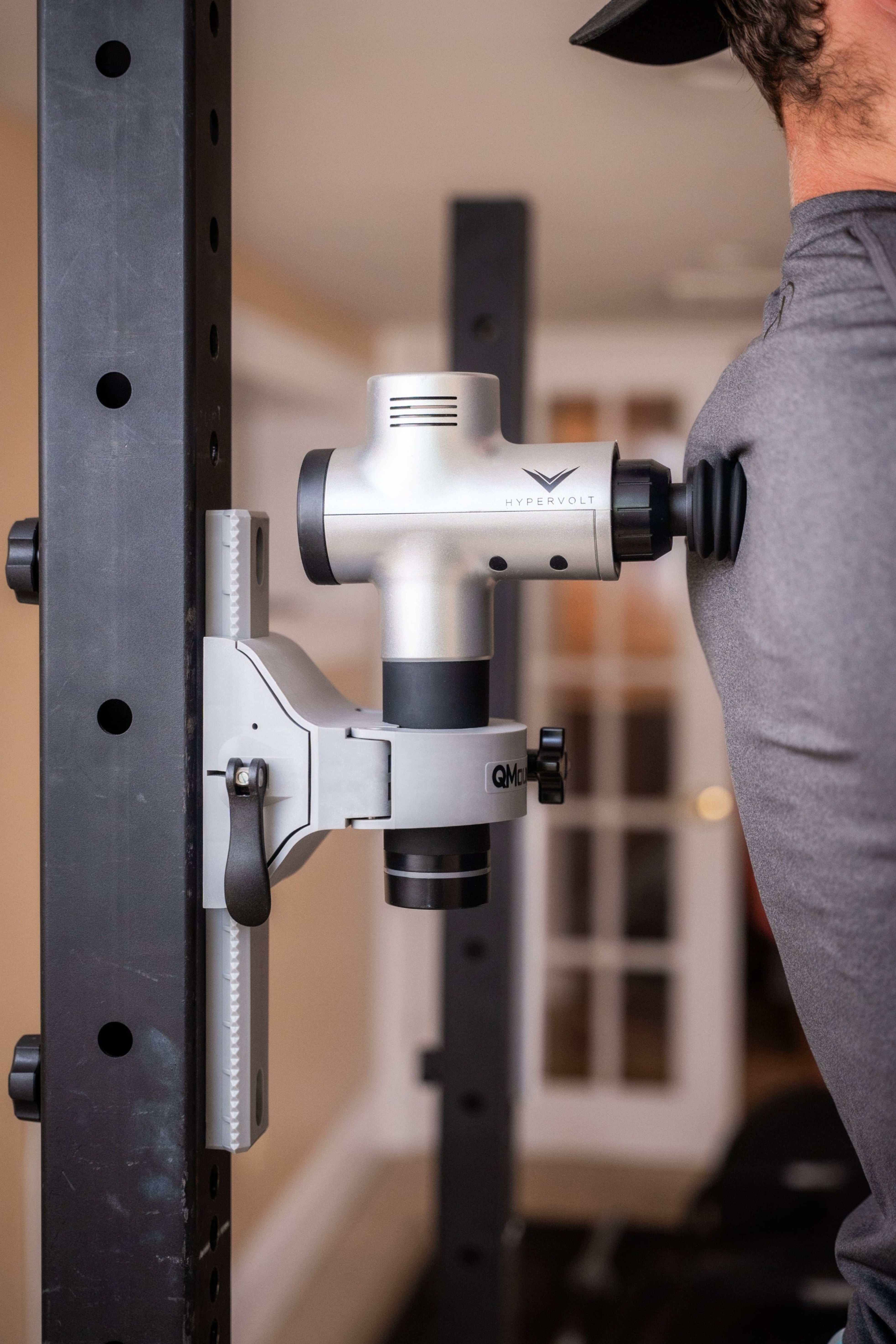 QMount Massage Gun Holder - Power Rack Mount with 12" rail