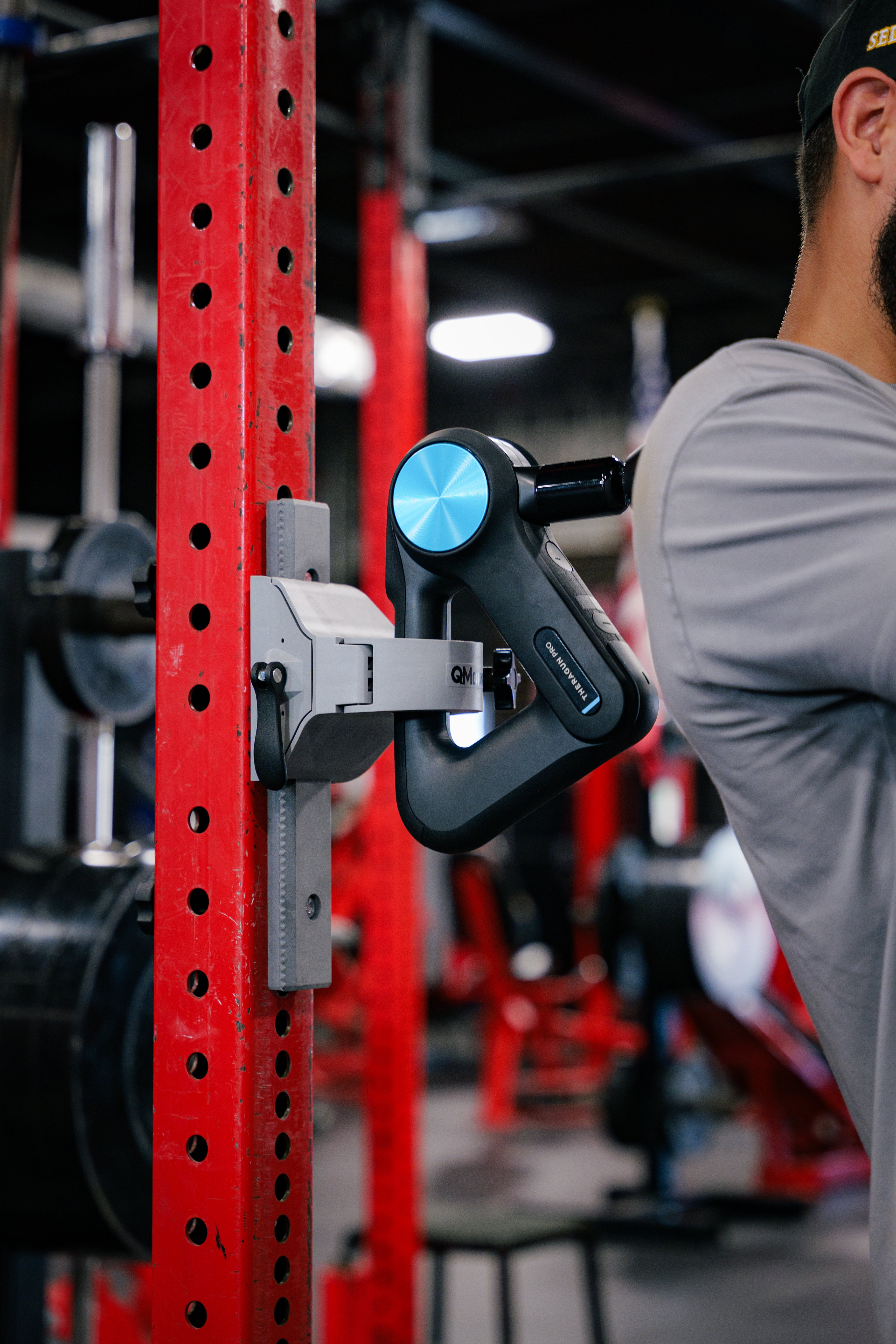 QMount Massage Gun Holder - Power Rack Mount with 12" rail
