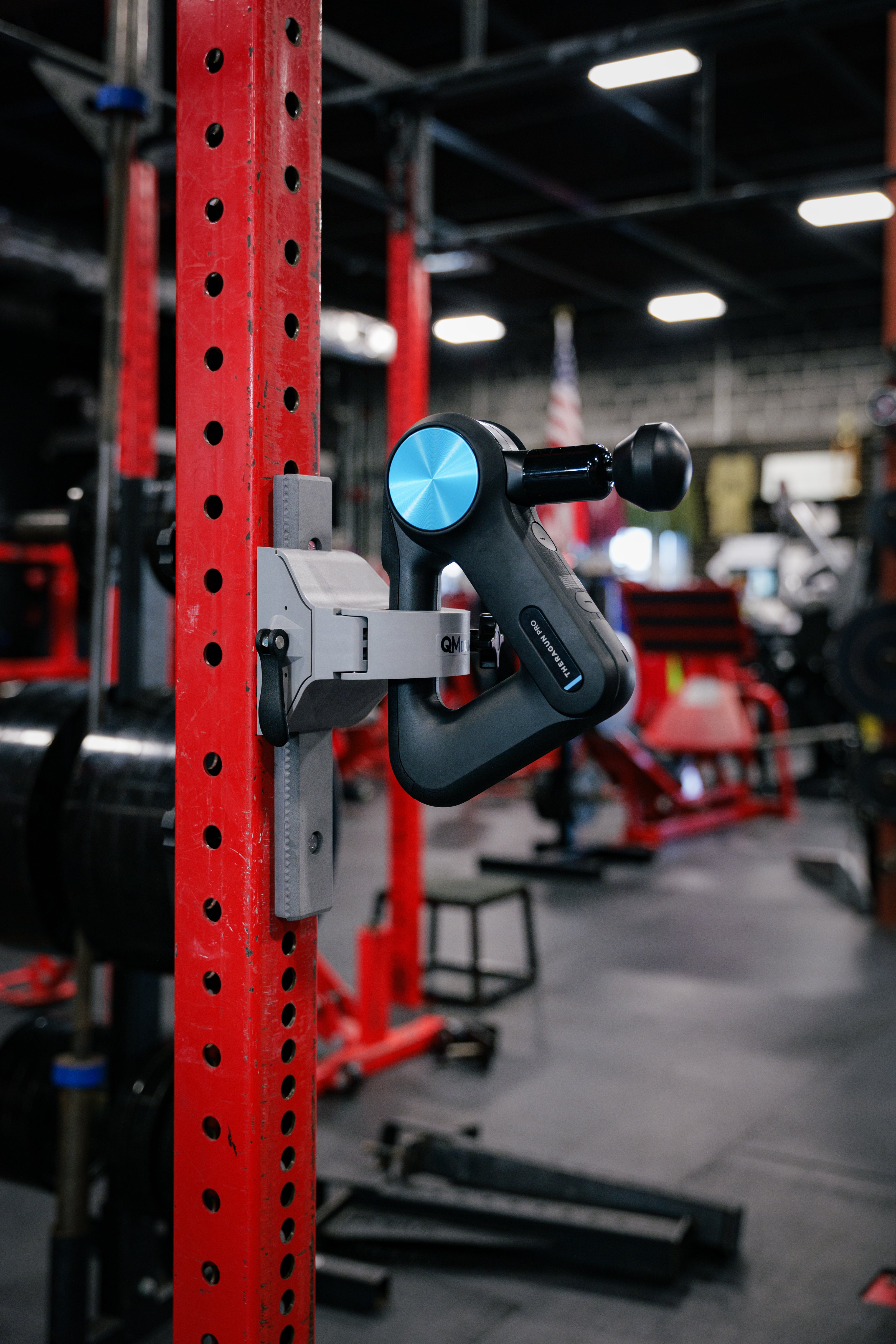 QMount Massage Gun Holder - Power Rack Mount with 12" rail
