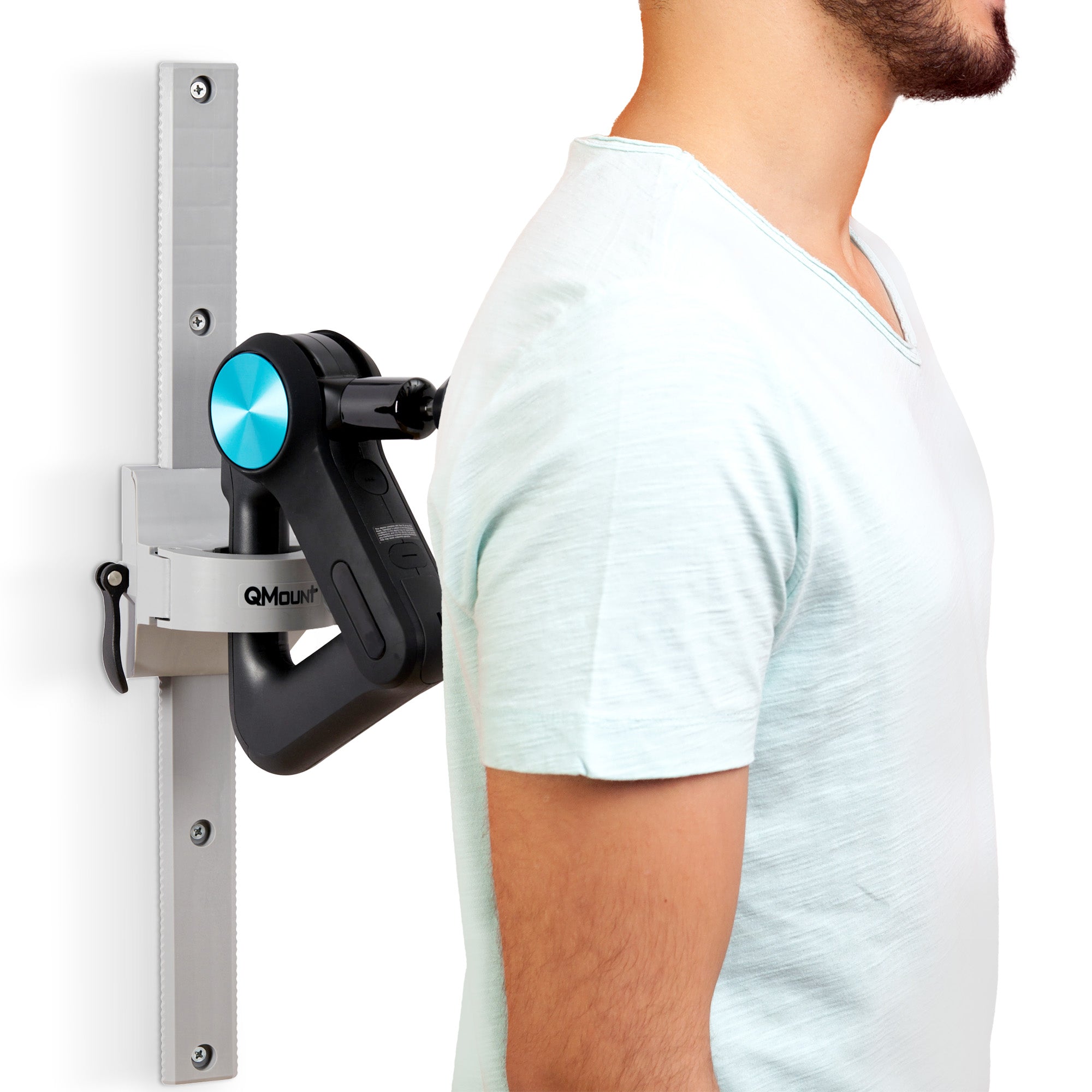 QMount Massage Gun Holder - Wall Mount with 2 12" rails